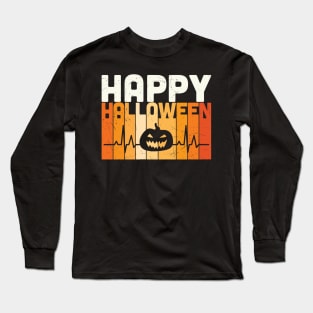 Happy Halloween Pumpkin Heartbeat Funny Halloween gift Long Sleeve T-Shirt